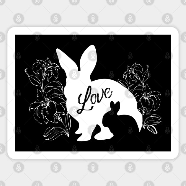 Mama Bunny Baby Bunny LOVE Lily Flowers - White Sticker by deelirius8